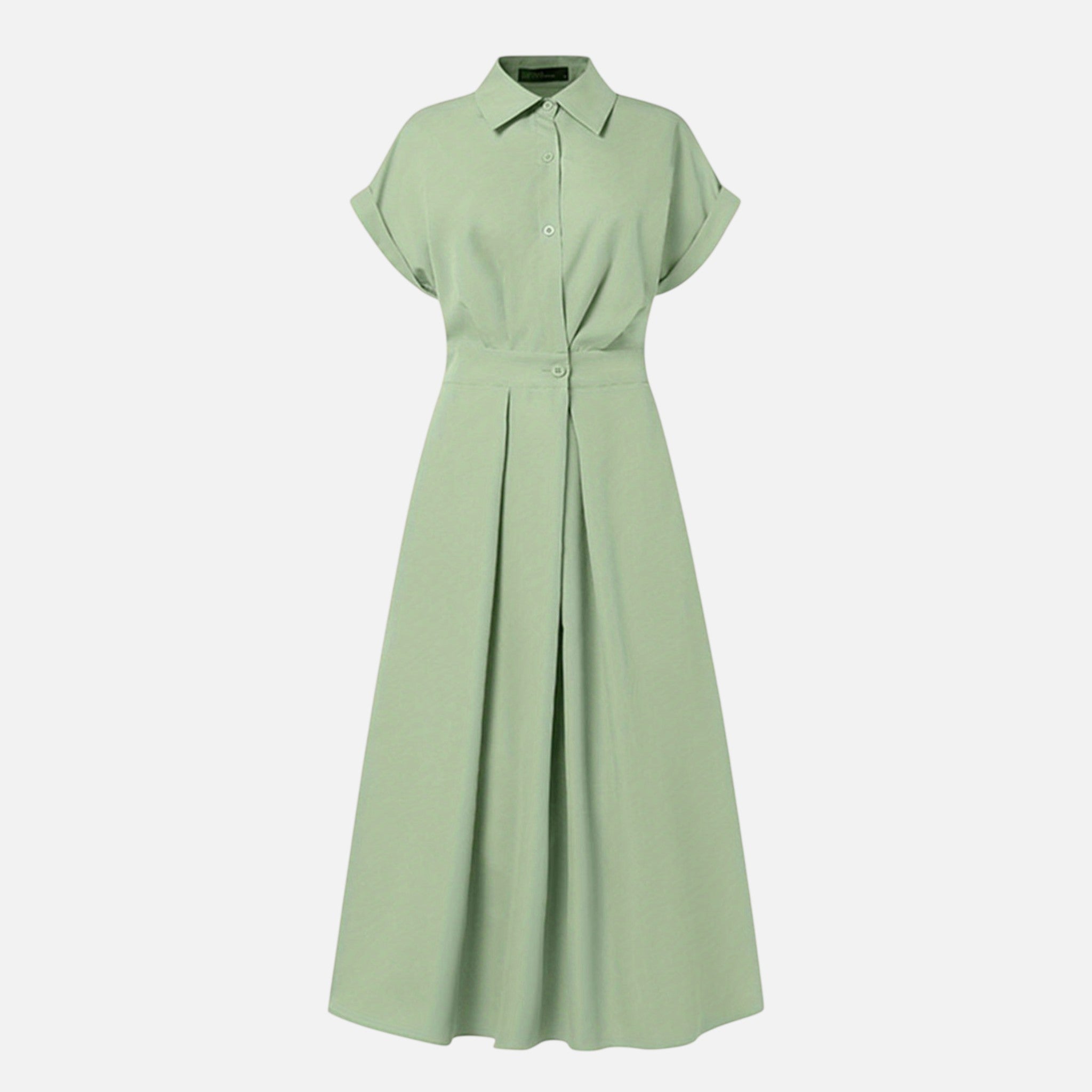 Women’s Button-Front Shirt Dress with Lapel Collar - Image 3
