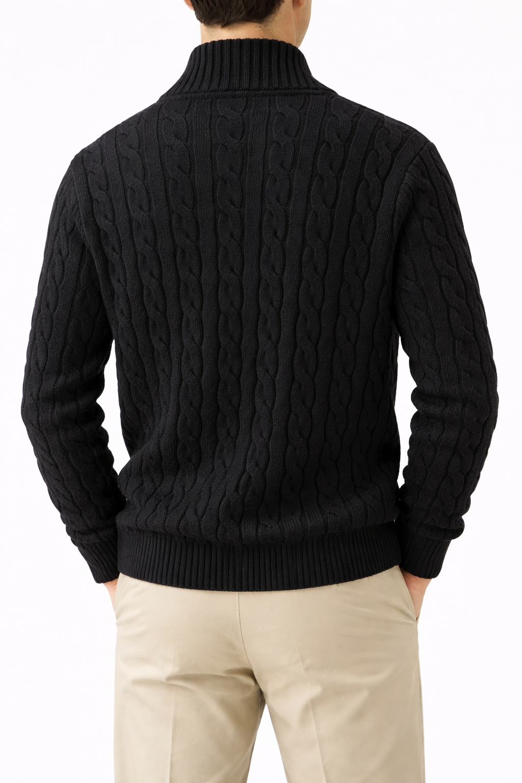 Men's Thick Knit Turtleneck Half-Zip Sweater
