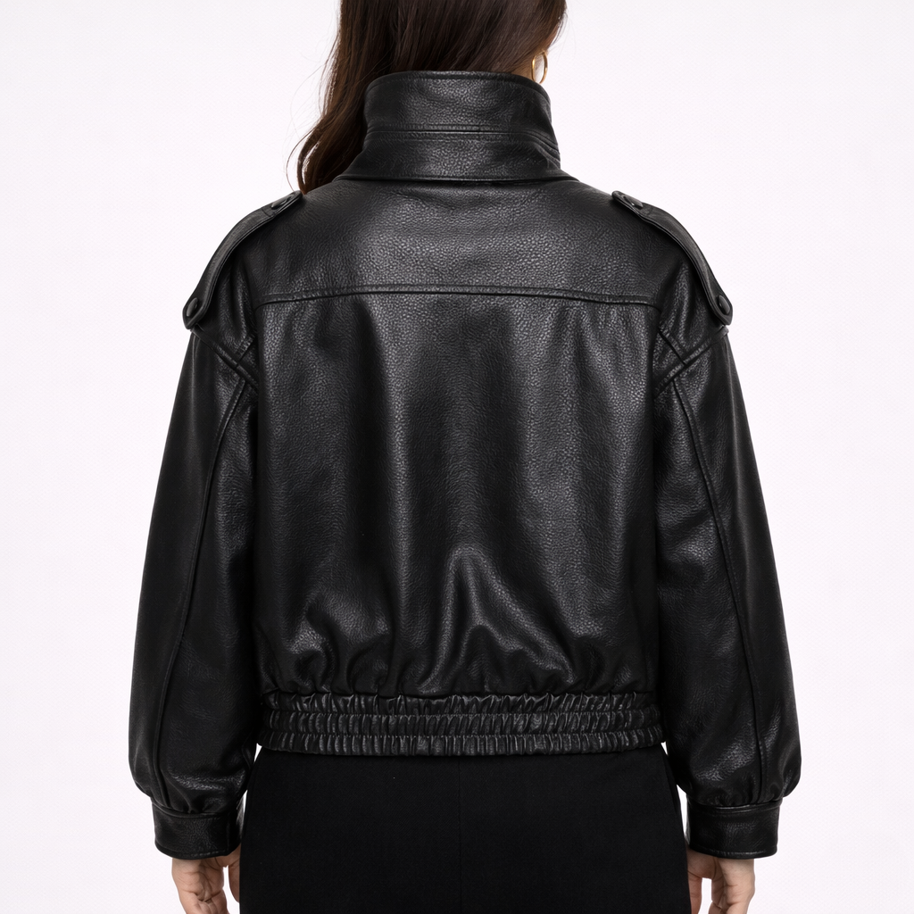 Women's Black Leather Jacket Heritage Style