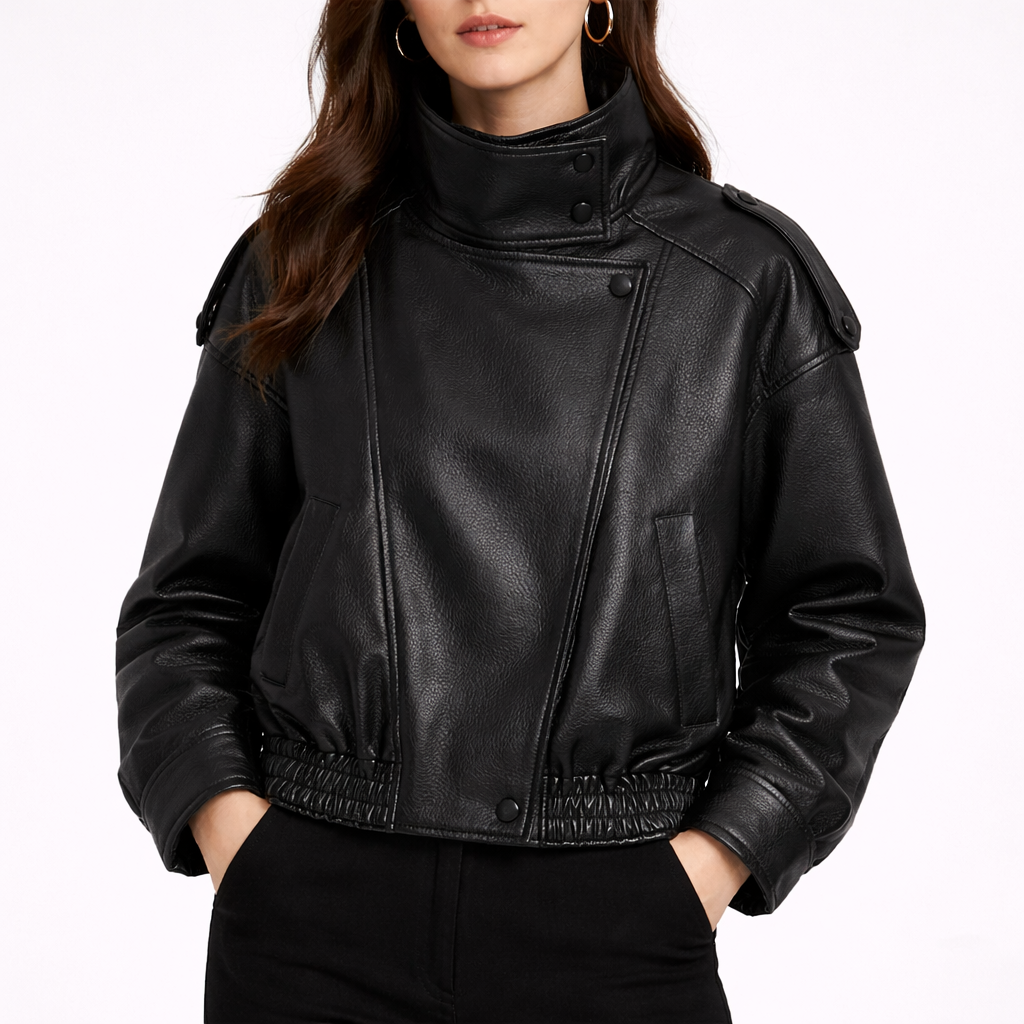 Women's Black Leather Jacket Heritage Style