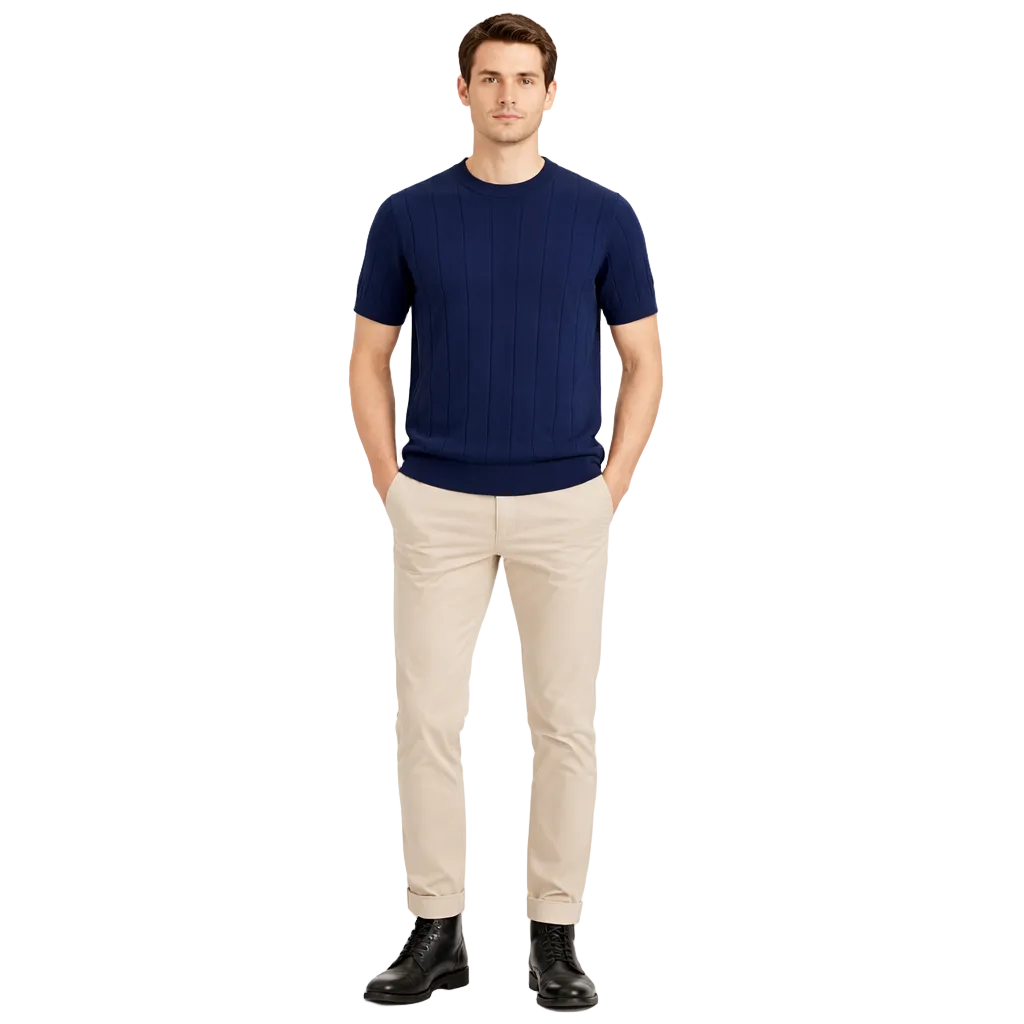Men's Slim Fit Striped Knit T-Shirt