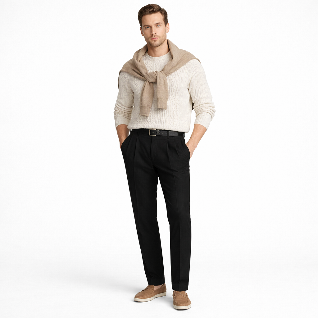 Men's Tapered Commuter Pants Beige Black
