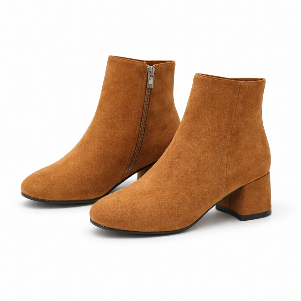 Suede Ankle Boots Women's Block Heel Shoes
