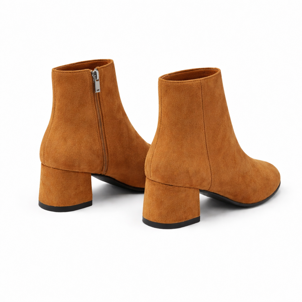 Suede Ankle Boots Women's Block Heel Shoes
