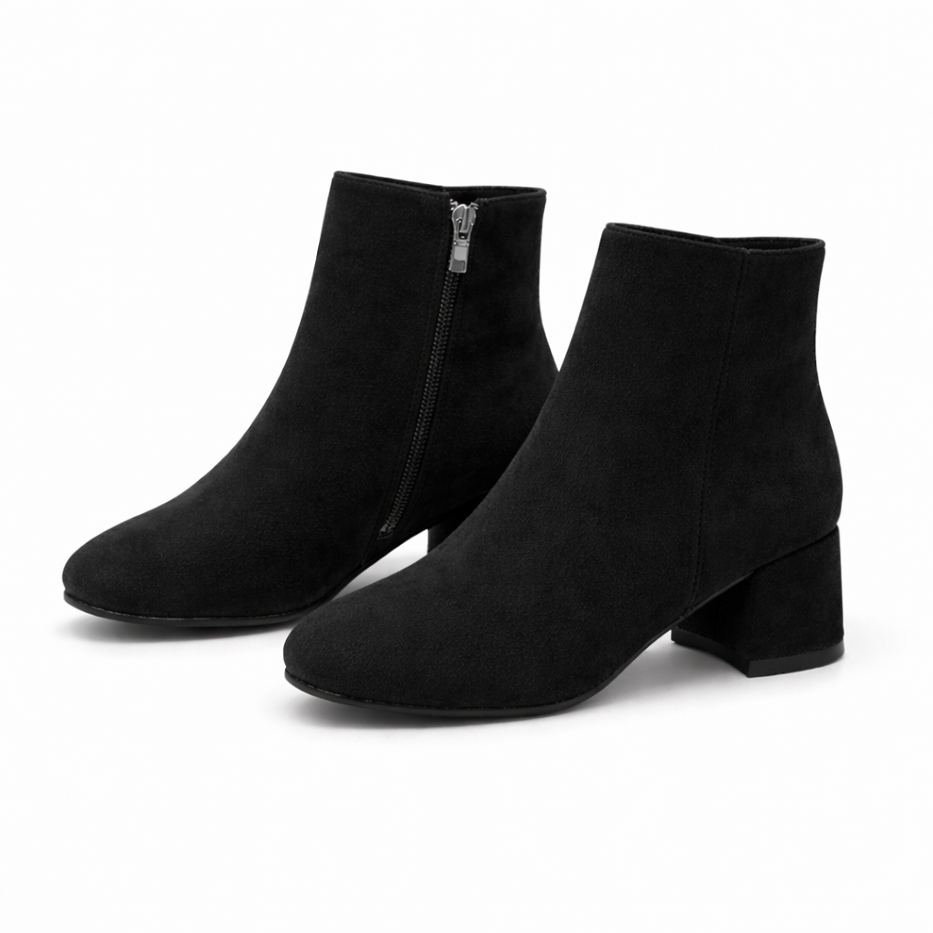 Suede Ankle Boots Women's Block Heel Shoes