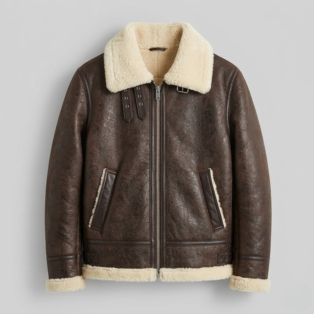 Men's Leather Flight Jacket Classic Aviation Style