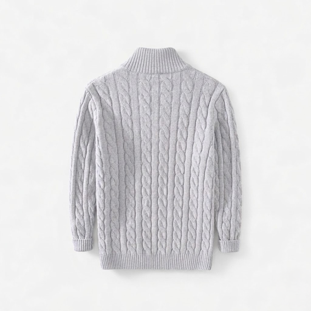 Men's Thick Knit Turtleneck Half-Zip Sweater