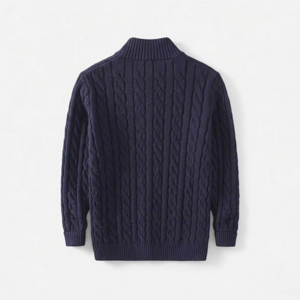 Men's Thick Knit Turtleneck Half-Zip Sweater