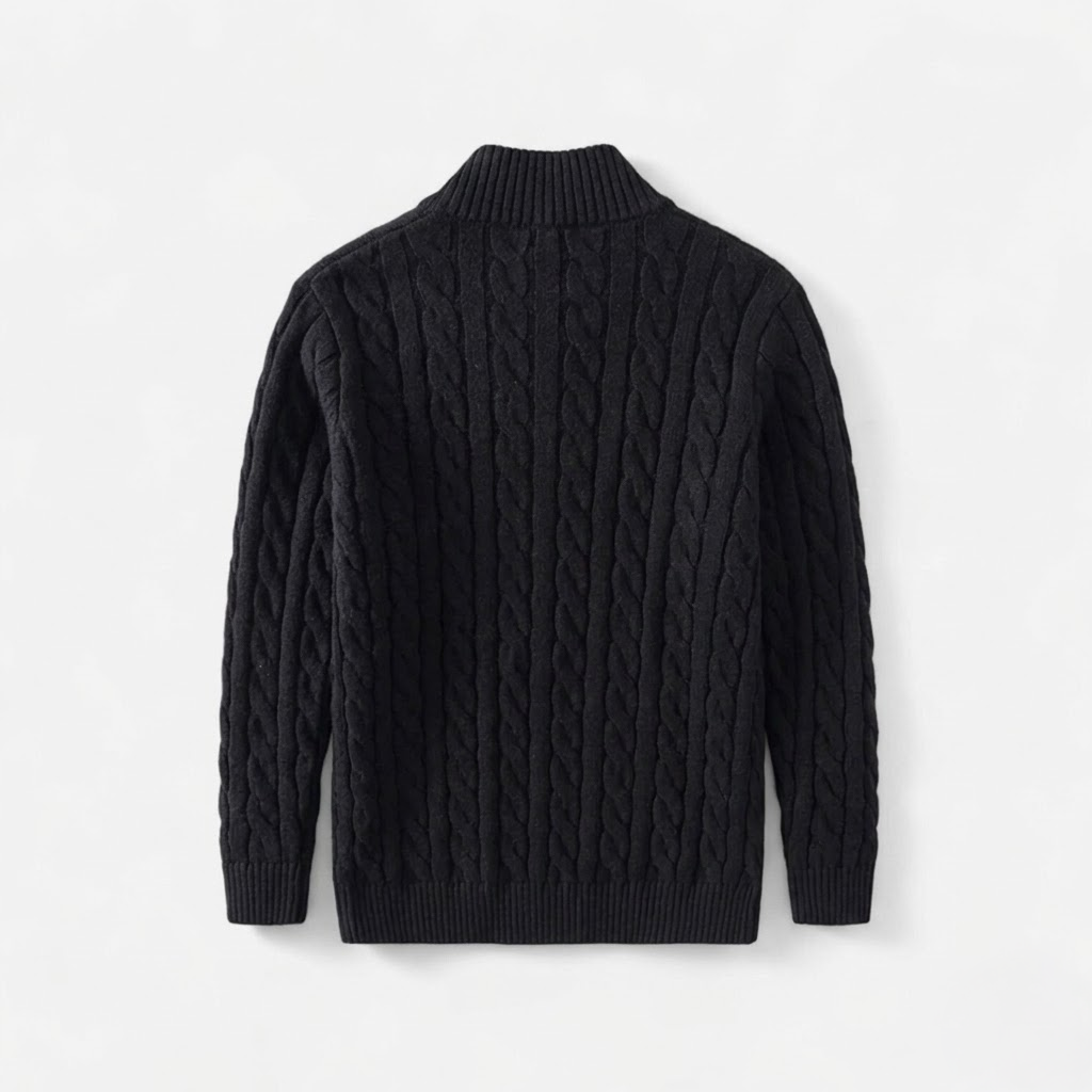 Men's Thick Knit Turtleneck Half-Zip Sweater