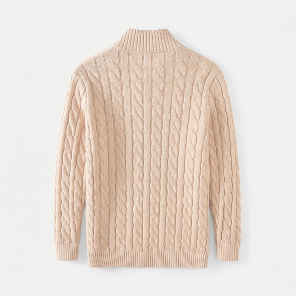 Men's Thick Knit Turtleneck Half-Zip Sweater