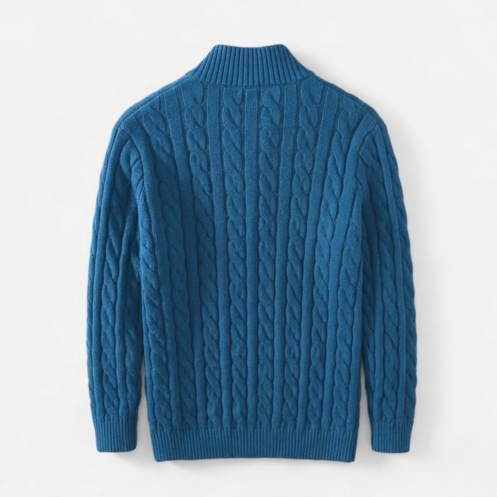 Men's Thick Knit Turtleneck Half-Zip Sweater