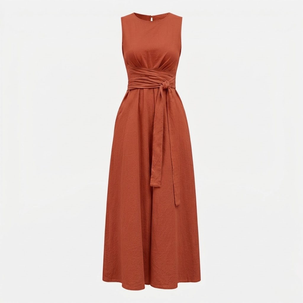 Women's Sleeveless Midi Dress Elegant Fit