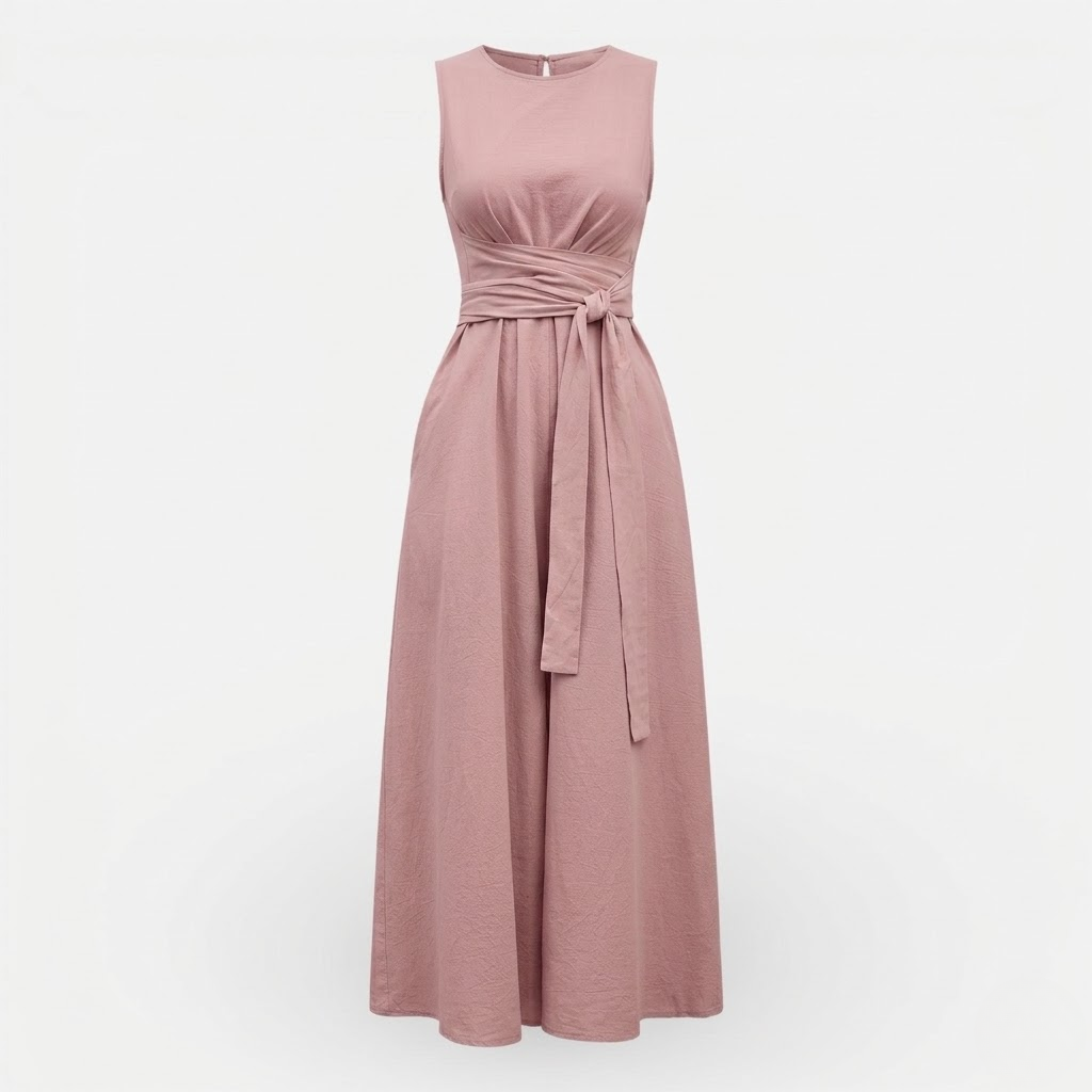 Women's Sleeveless Midi Dress Elegant Fit
