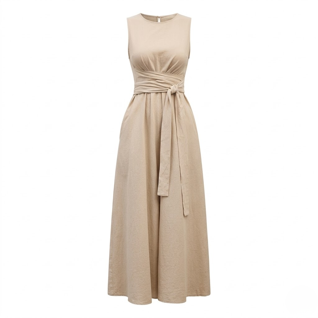 Women's Sleeveless Midi Dress Elegant Fit