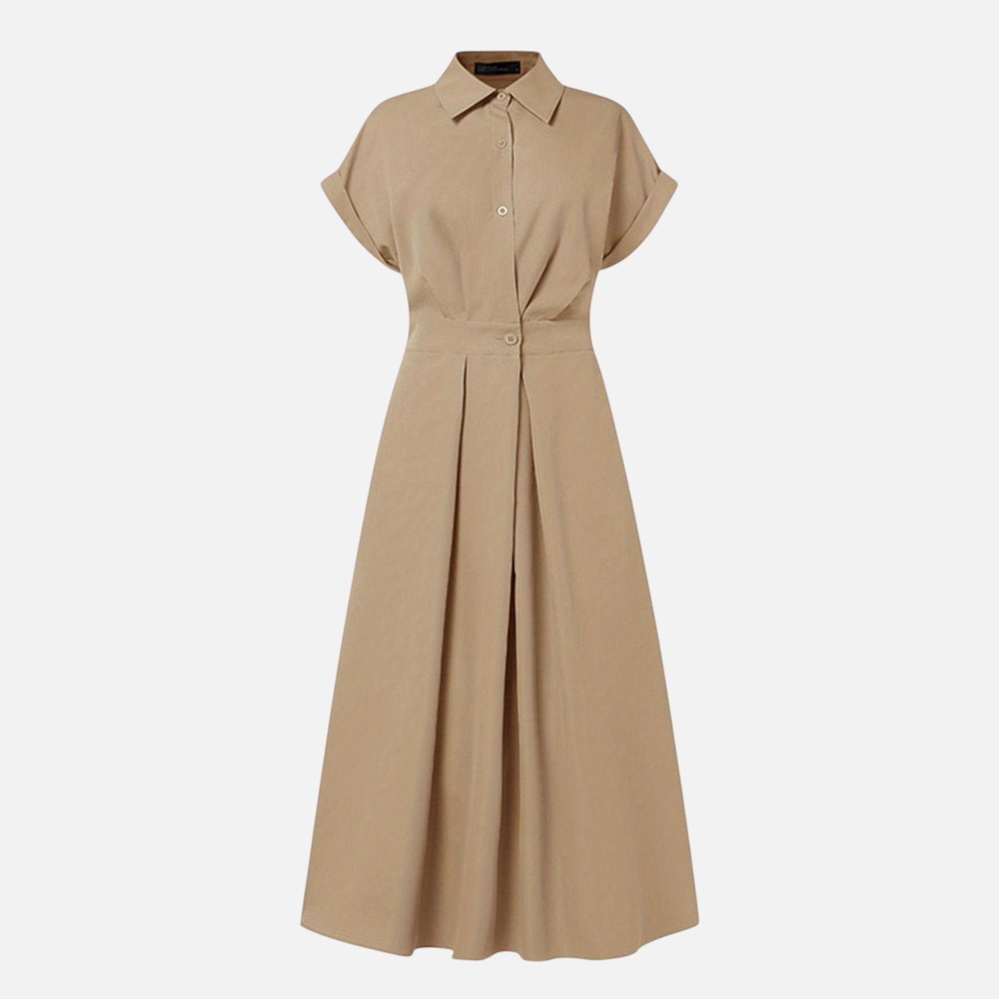 Women’s Button-Front Shirt Dress with Lapel Collar - Image 5
