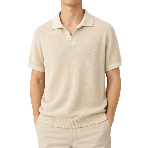 Men's Knit Shirt Business Casual Starry Texture