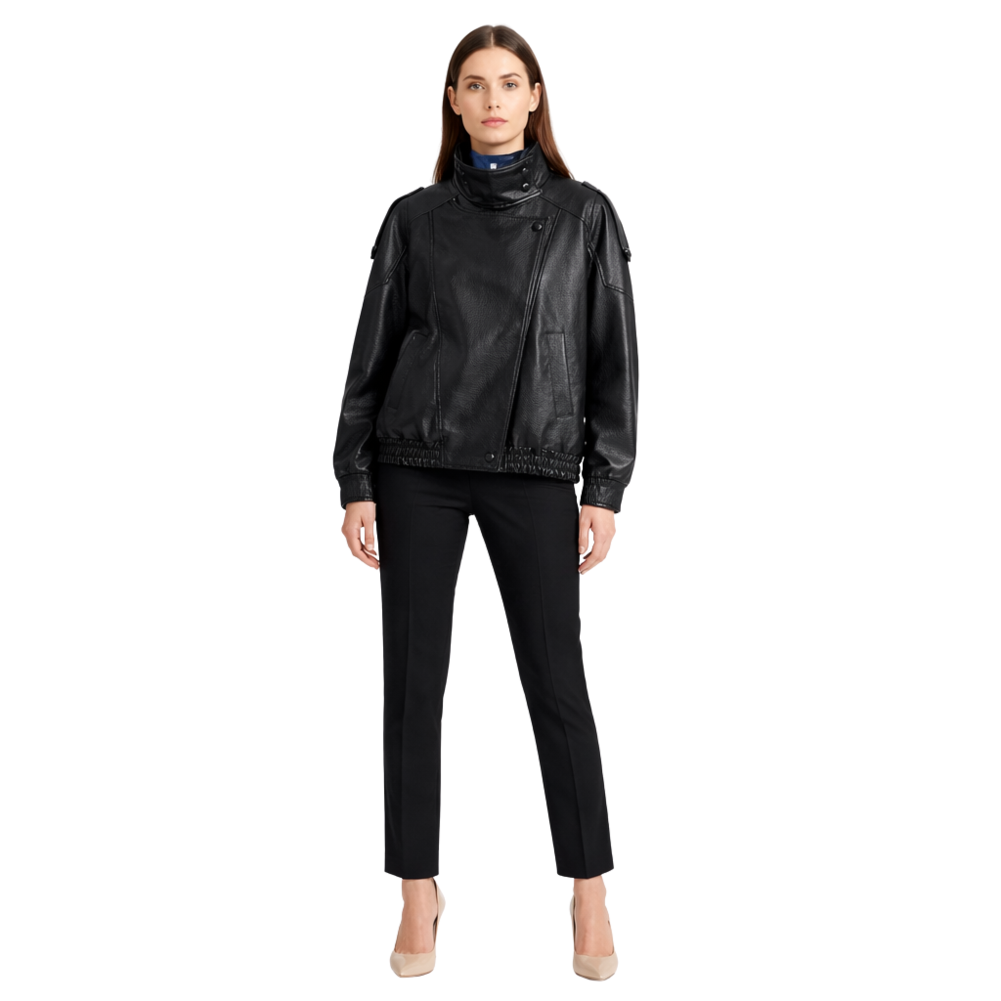 Women's Black Leather Jacket Heritage Style