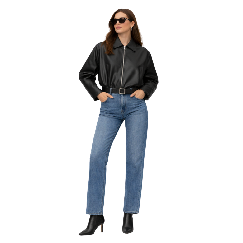 Women's PU Leather Bomber Jacket